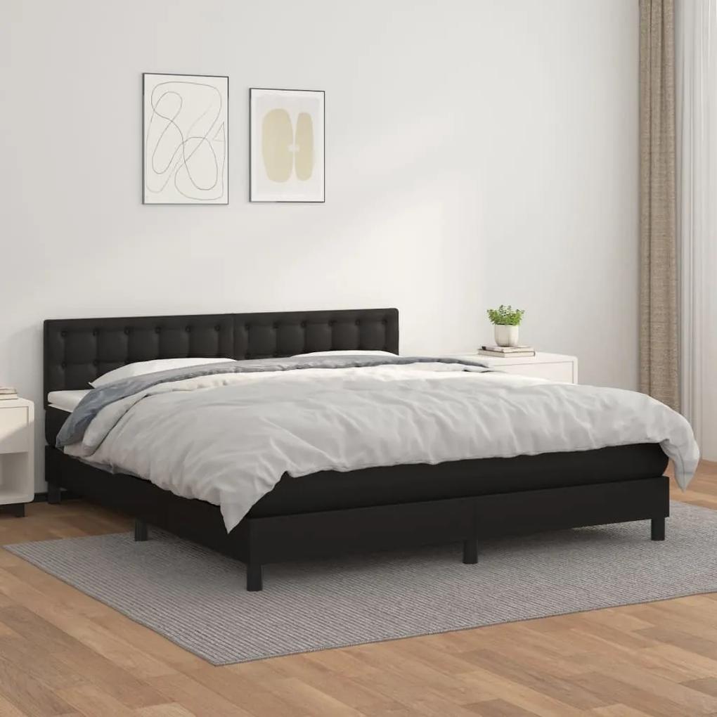 Boxspring posteľ s matracom čierna 180x200 cm umelá koža 3141137