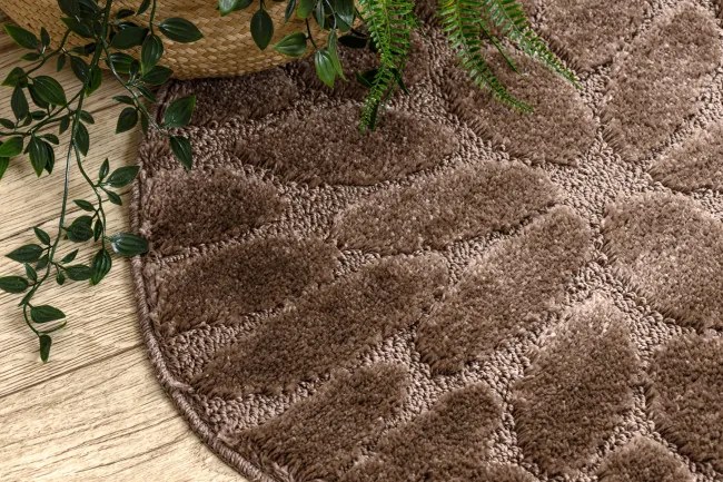 Kúpeľňový koberček SUPREME STONES kamienky, hnedý kruh