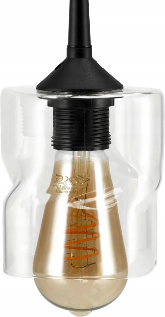 BERGE LED luster stropné svietidlo 5xE27, skladací, priehľadný sklenený štvorec