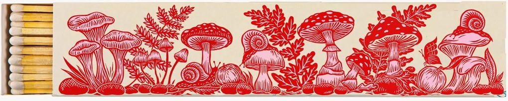 Dizajnová zápalková škatuľka Pink and Red Mushrooms