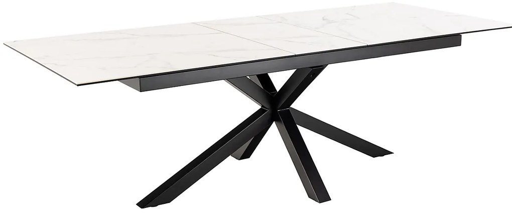 Jedálenský rozkladací stôl Heaven 200/240 cm biely mramor/čierny