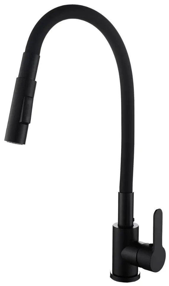 Gamma Flex 4000, stojanková drezová batéria s flexibilným ramenom, 2-funkčný výtok, čierna matná, GMA-BFX-4000BK