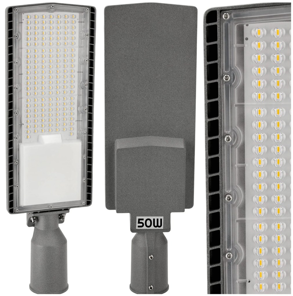 BERGE Pouličné svietidlo LED 50W 6000lm ALUMINIUM