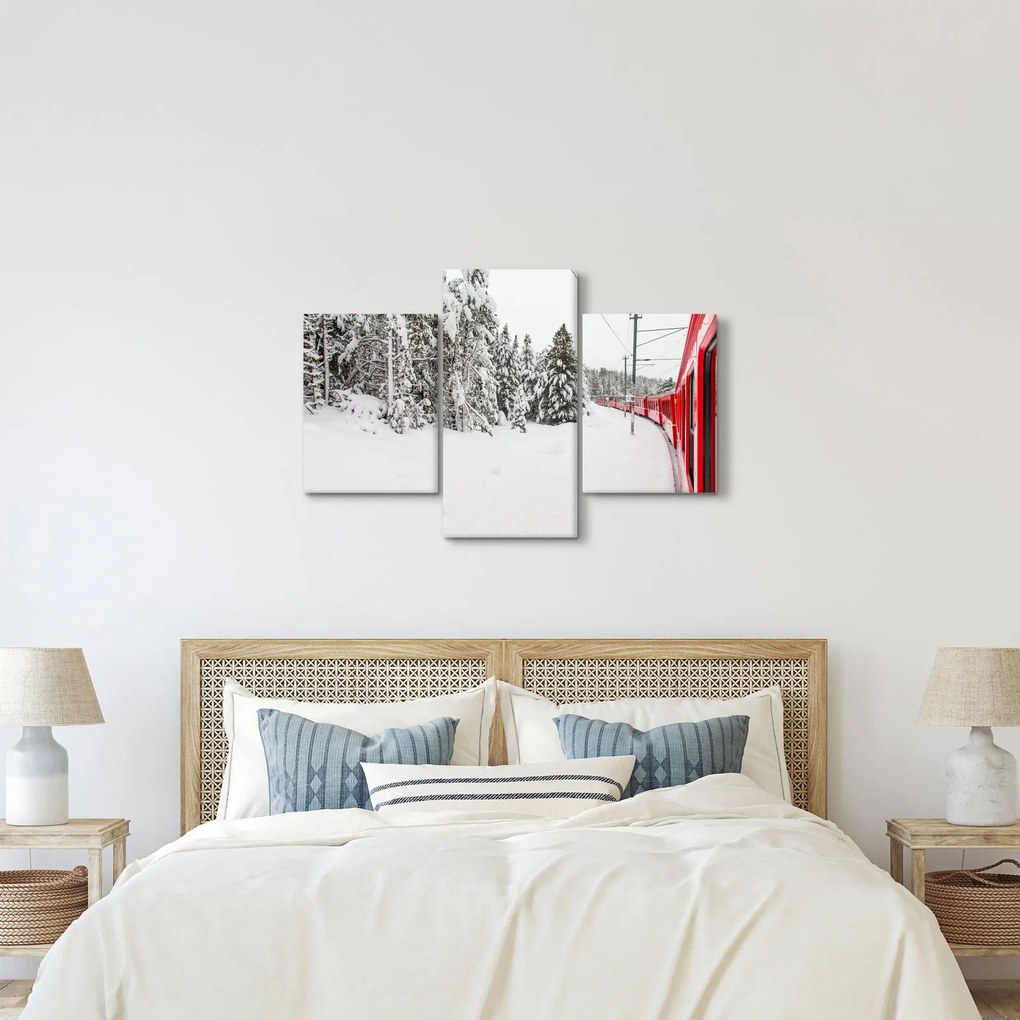 Obraz - Vlak v zasneženej krajine (90x60 cm)