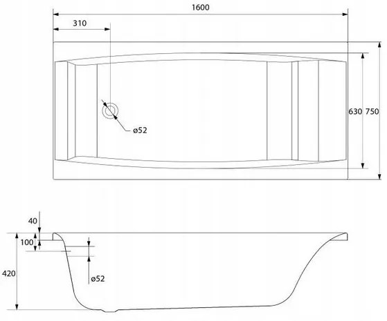 Cersanit Virgo akrylátová vaňa 160x75cm + nožičky, biela, S301-046
