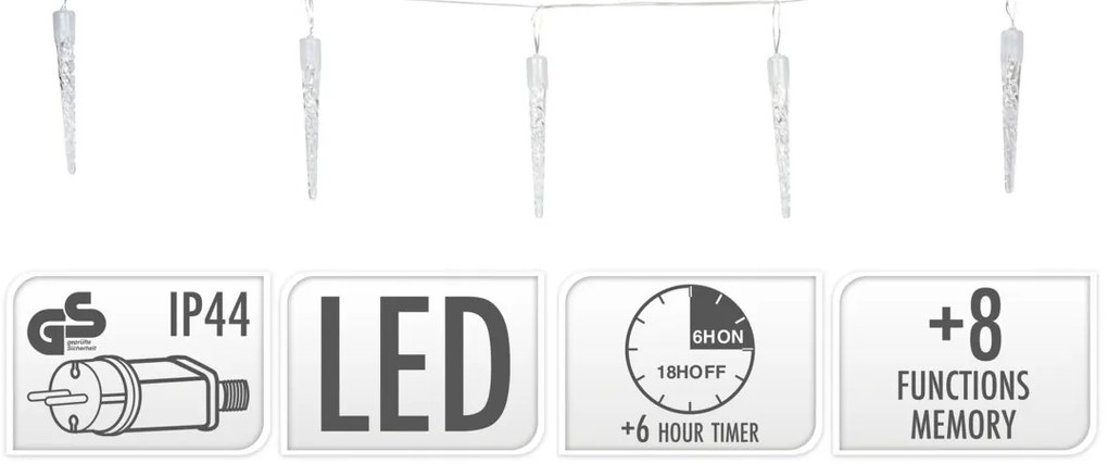 Vianočné svetielka 5,7 m/20 (40 led) teplá biela, 8 režimov svietenia, pamäťová funkcia