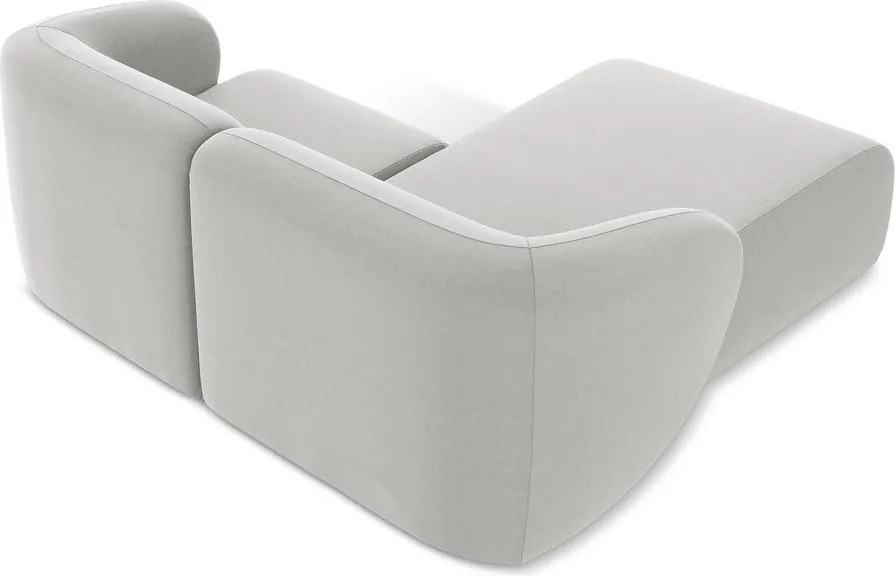 Svetlosivá zamatová rohová pohovka (ľavý roh/s leňoškou) Lani – Makamii