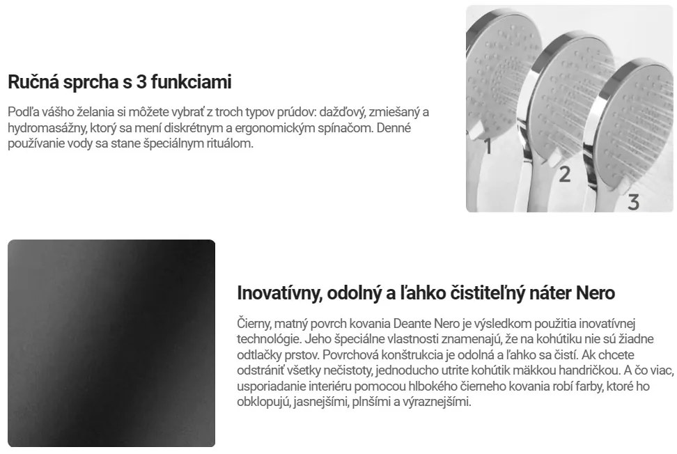 Deante Arnika, 1-bodová ručná sprchová súprava s pevným držiakom, čierna matná, DEA-NQA_N41K
