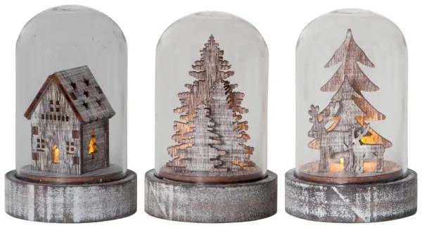 Eglo 410046 - SADA 3x LED Vianočná dekorácia KUPOL 1xLED/0,06W/1xCR2032 hnedá