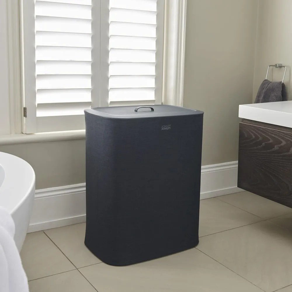 Antracitovosivý látkový/plastový kôš na bielizeň 2x45 l Tota – Joseph Joseph