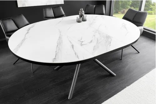 Rozkladací jedálenský stôl Mikado 46503 120/160x90cm Ceramik white marble - Komfort-nábytok