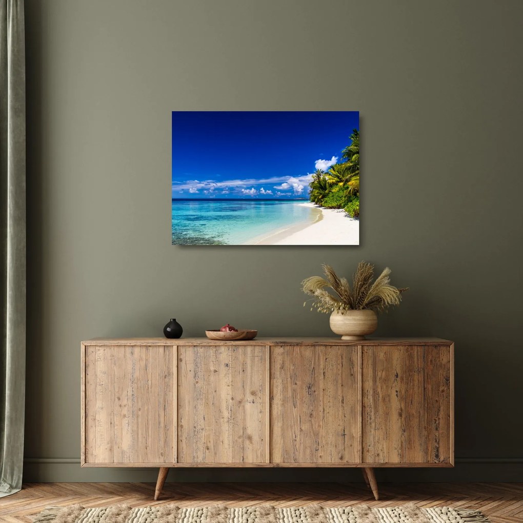 Sklenený obraz tropickej pláže (70x50 cm)