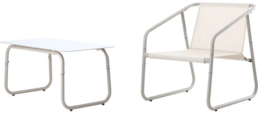Záhradný set: Mini-gauč, 2 kreslá a stolík - béžová