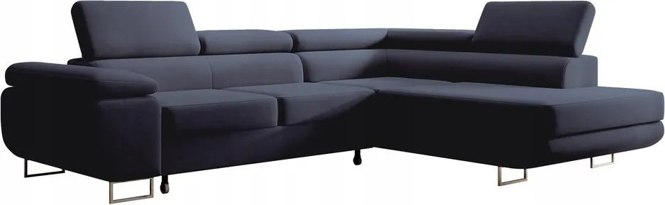 Rohová sedacia súprava Stiletto (p) (modrá strieborná)