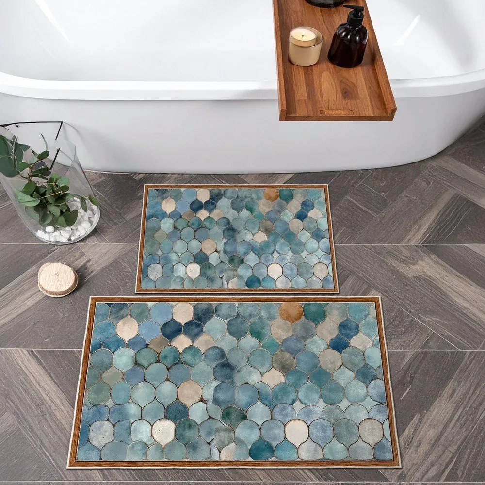 Modré kúpeľňové predložky v súprave 2 ks 60x100 cm – Foutastic