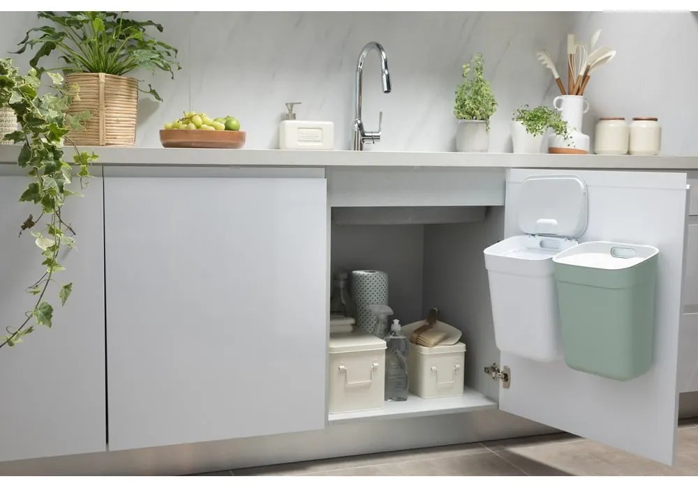 Biely odpadkový kôš na triedený odpad z recyklovaného plastu 10 l Ready To Collect – Curver