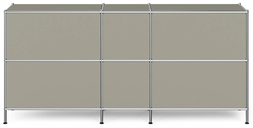 Veľká kovová odkladacia skrinka »CN3« so 6 výklopnými priehradkami, svetlosivá