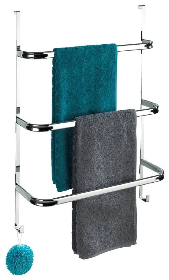 Strieborný samodržiaci věšiak na uteráky Wenko Towel Holder Chrome, 21 × 54 cm