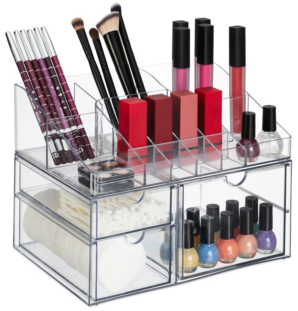 Organizér na make-up so zásuvkami RD47940, transparentný