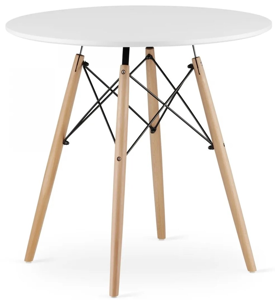 TODI Stôl okrúhly 80cm - biely