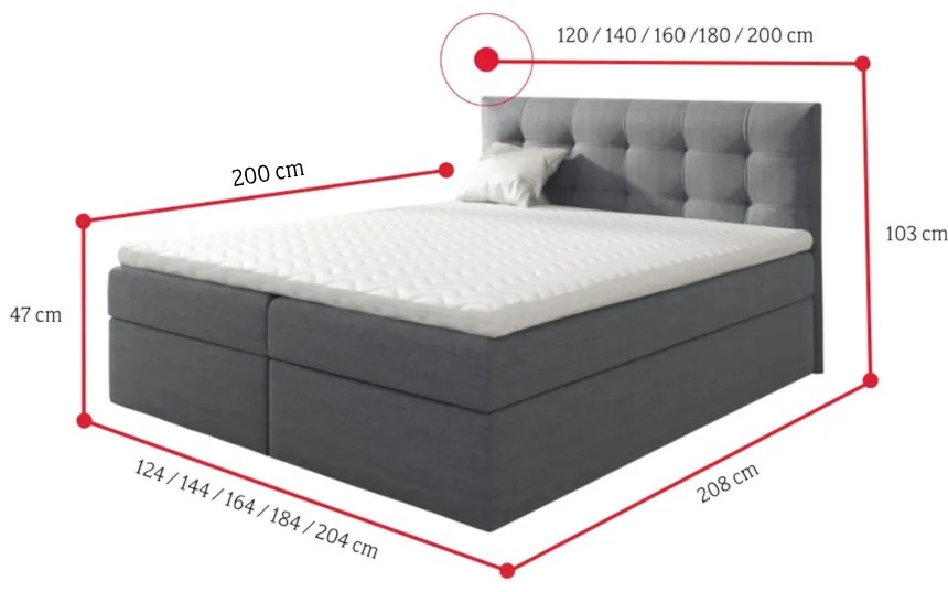 Čalúnená posteľ boxspring NUMBER 1, 180x200, inari 81