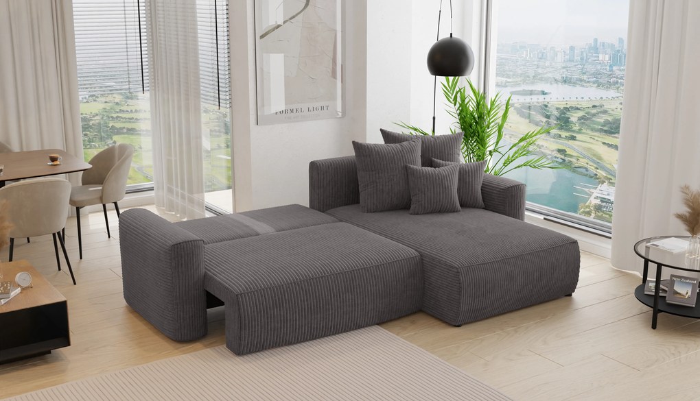 Rohová sedačka Baria (P) (sivočierna). Akcia -20%. Vlastná spoľahlivá doprava až k Vám domov. 1133096