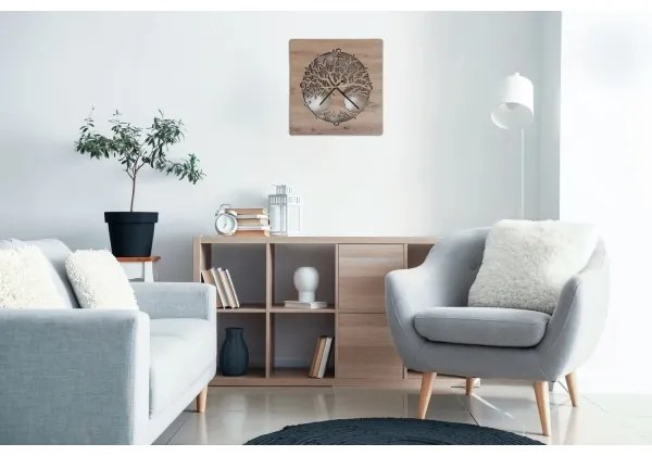 Li-Go 23537/DUB2 - LED stmievateľné hodiny LED/10W/5V 20000 mAh 42x42 cm dub + DO