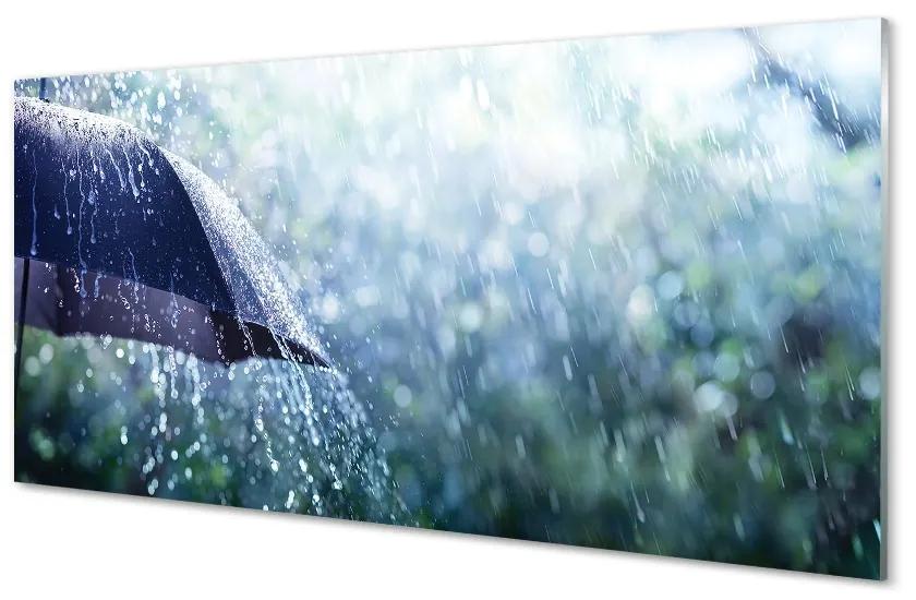 Obraz na skle Umbrella dažďovej kvapky 140x70 cm