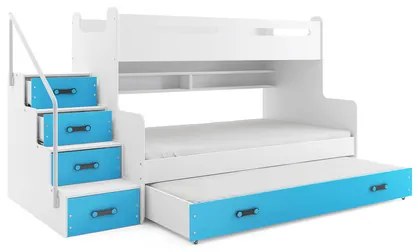 Detská poschodová posteľ MAX III s výsuvnou posteľou 80x200 cm - biela Sivá