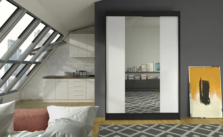 Černá skříň s bílými zrcadlovými dveřmi Obidos 120 cm