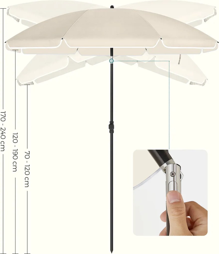 Slnečník SOLARA, Ø200cm, béžová SongmicsHome
