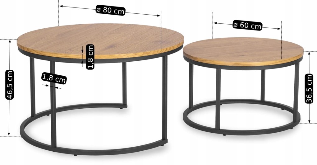 PROXIMA.store - Set konferenčných stolíkov DELIA VEĽKOSŤ: MINI