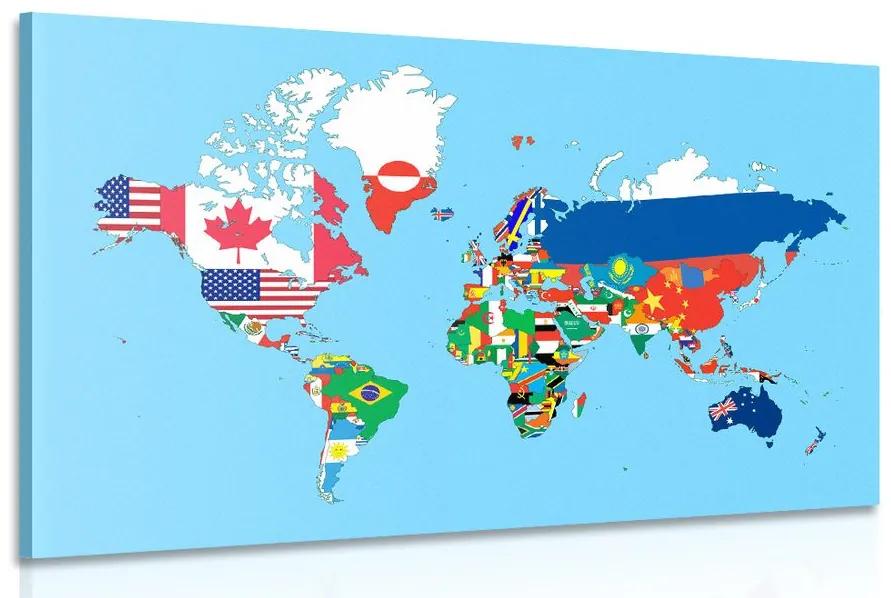 Obraz mapa sveta s vlajkami Varianta: 90x60