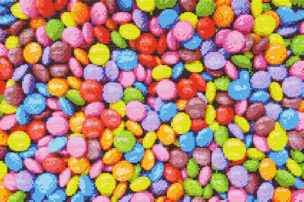 Gario Diamantové maľovanie Lentilky Rozmery: 60 x 40 cm, Rámovanie: Iba zrolované plátno, Diamanty: Štvorcové
