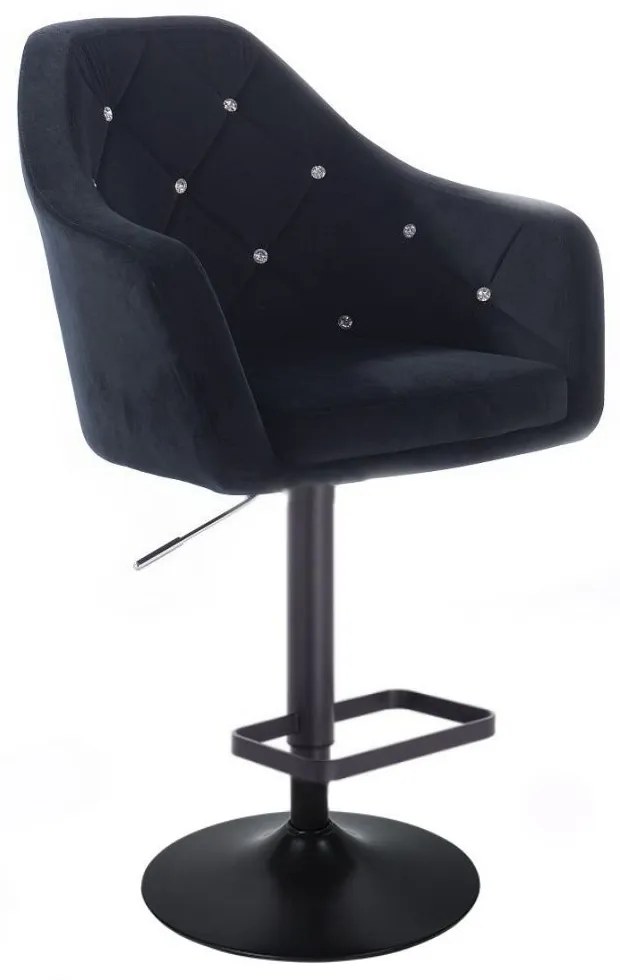 LuxuryForm DESIGN Barová stolička ROMA VELUR na čiernom tanieri - čierna