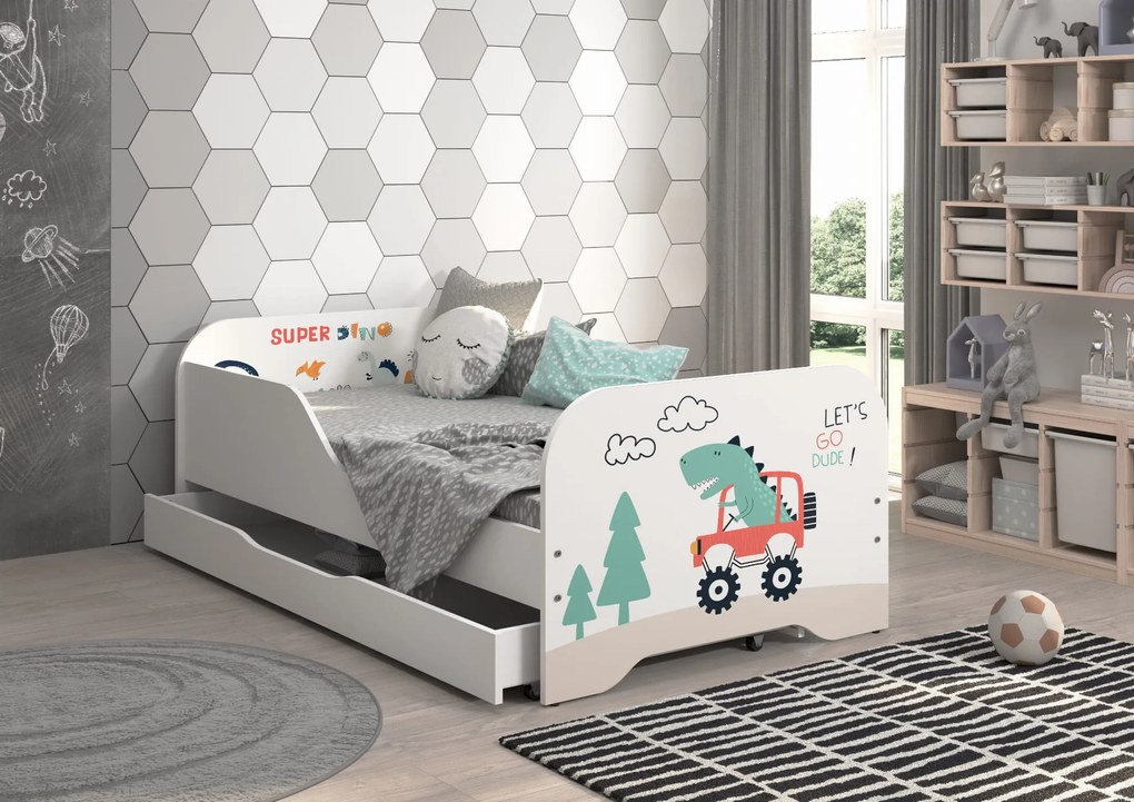 Wooden Toys Detská posteľ MIKI 140x70 T-REX