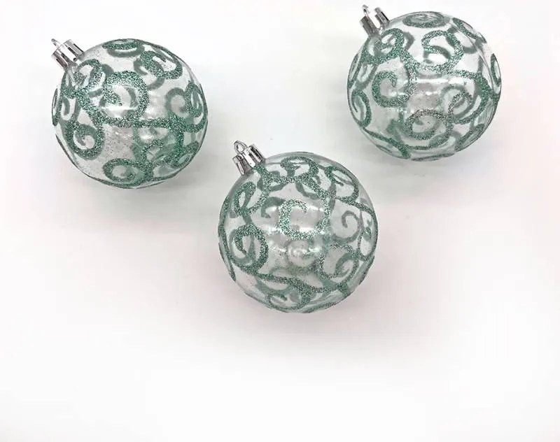 DECOLED Plastové ozdoby, prům. 7 cm, 18 ks, tyrkysová