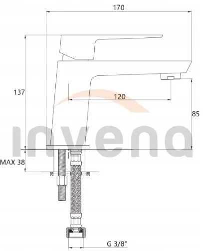 Invena Paros, umývadlová batéria, chrómová, BU-09-001-A