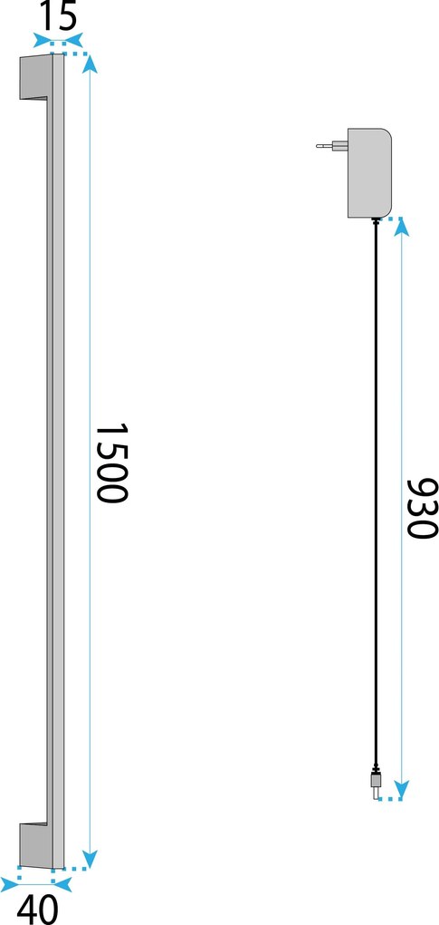 Toolight Toolight, LED nástenné svietidlo 150cm, 20W, 3000K, LHJ066-W, čierna matná, OSW-60034