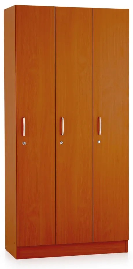 Drevená šatníková skrinka Visio - 3 oddiely, 90 x 42 x 190 cm, čerešňa