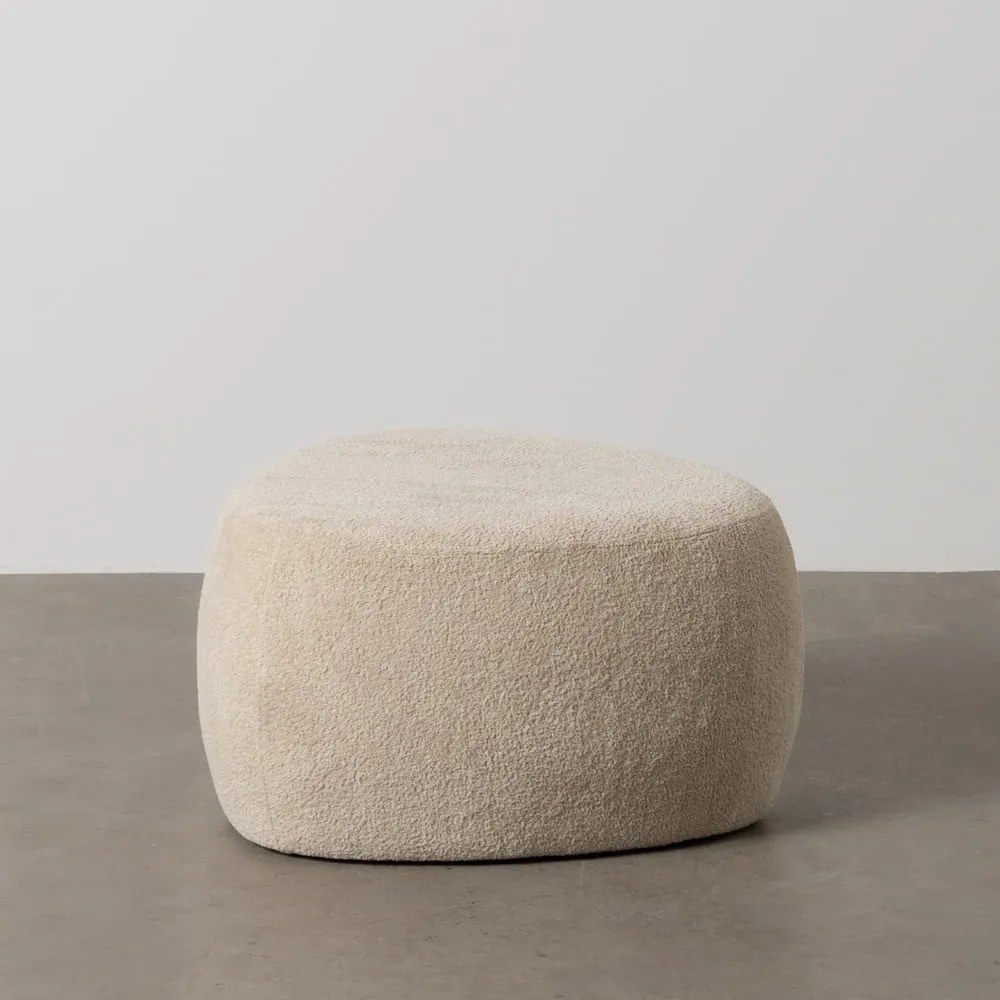 Béžový taburet z textílie buklé – Ixia