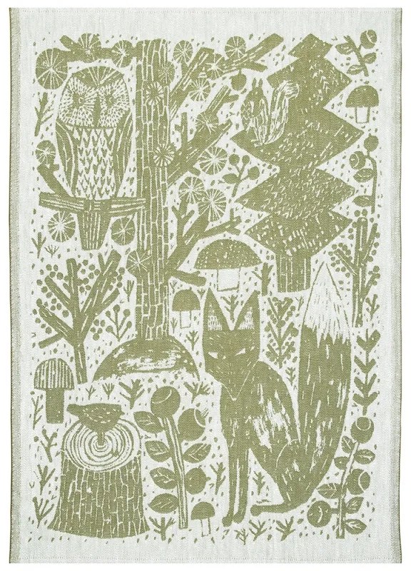 Ľanová utierka Metsikkö 46x70, olivovo-biela