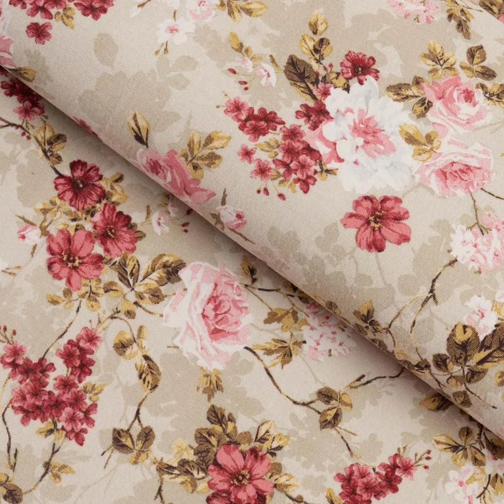 Biante Veľký dekoračný obdĺžnikový obrus Leona LN-167 Plané ruže na béžovom 240x280 cm