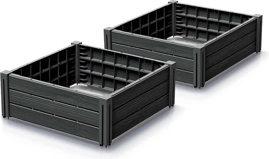 Sada 2 ks vyvýšených záhonů Bas Planty 61,8 cm antracitová