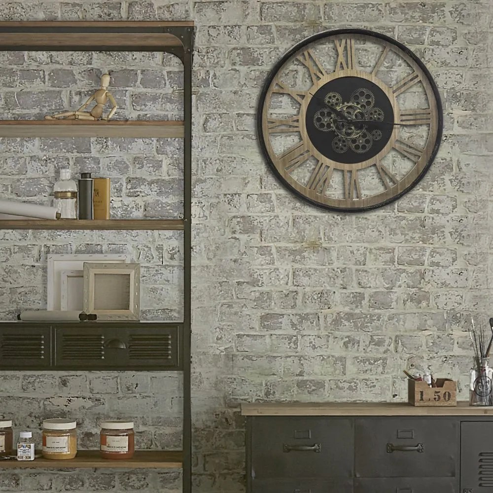 Nástenné hodiny Meca, čierna/hnedá