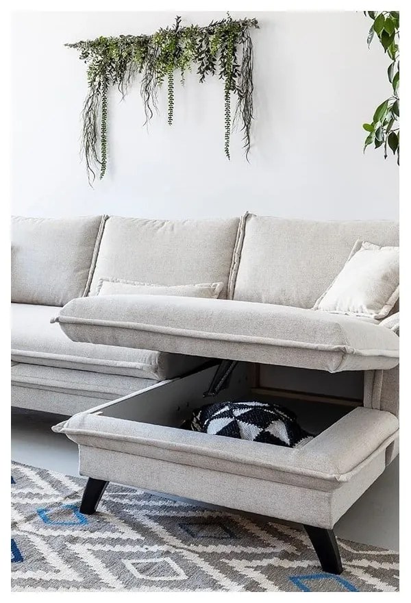 Svetlobéžová rozkladacia rohová pohovka Miuform Charming Charlie, pravý roh