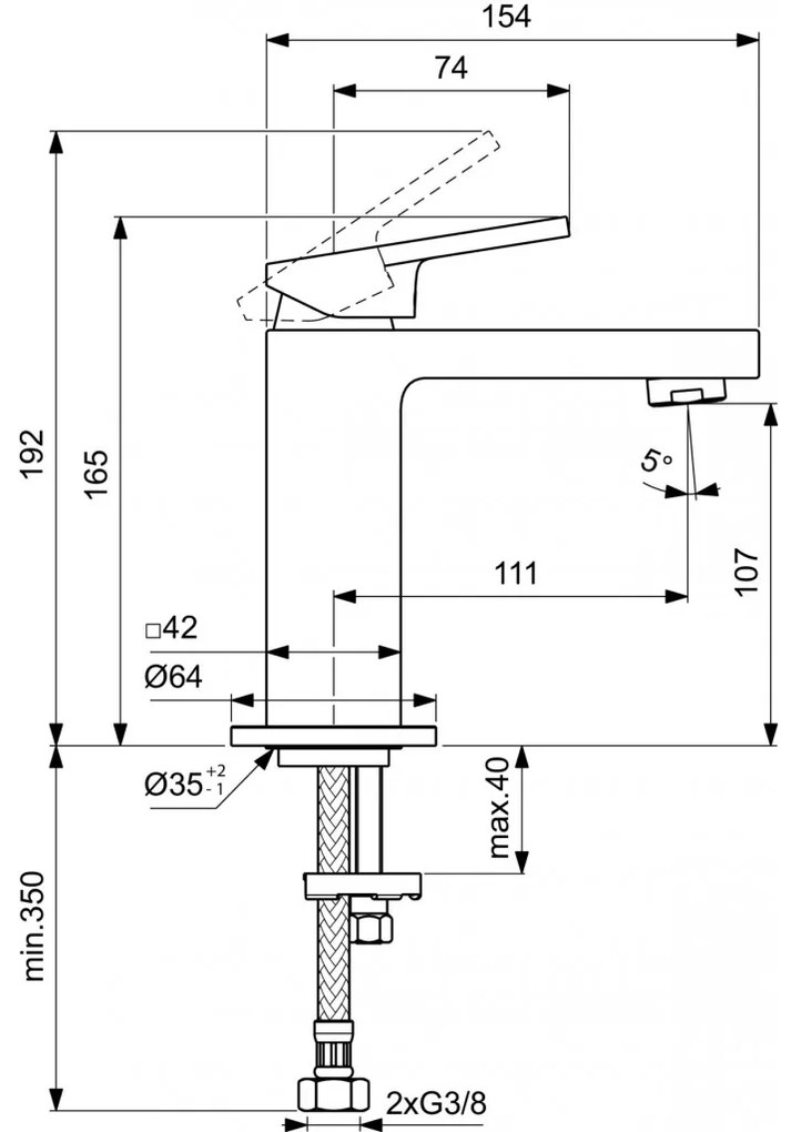 Ideal Standard Extra - Umývadlová batéria bez odtokovej garnitúry, ušľachtilá oceľ BD501GN