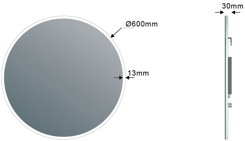 Sapho Sapho, VISO LED podsvietené guľaté zrkadlo priemer 60cm s policou, biela mat, VS060-01