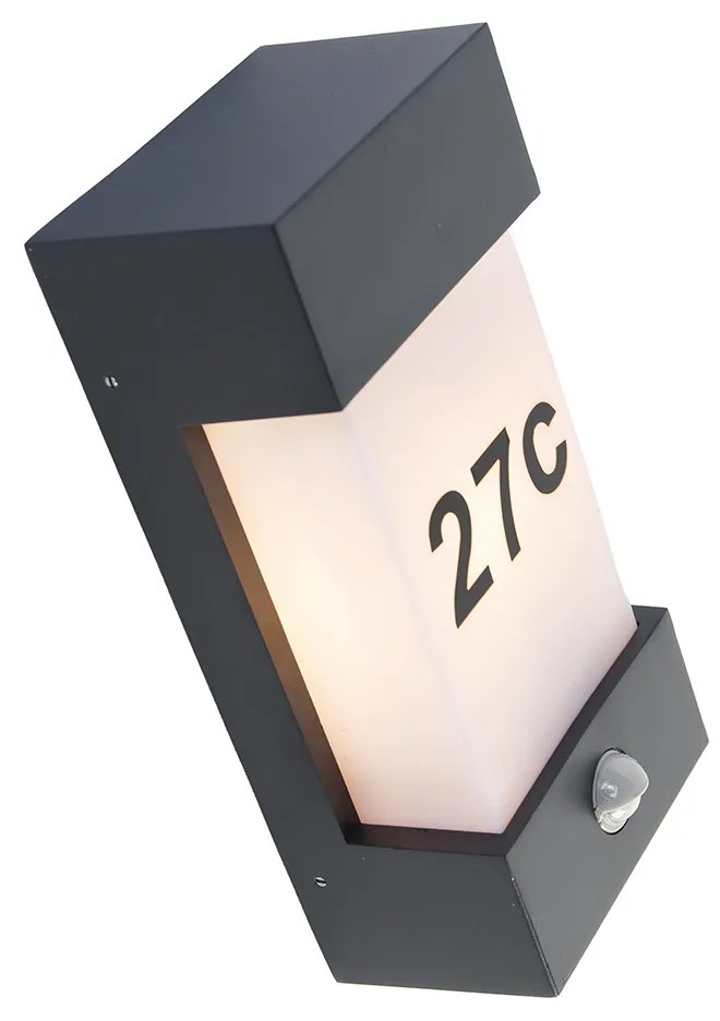 Vonkajšia nástenná lampa tmavosivá IP44 s detektorom pohybu - Tide