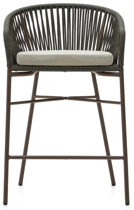 Zelená kovová/polstrovaná záhradná barová stolička Yanet – Kave Home